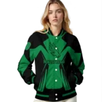 personalized north texas mean green spider mark green black varsity jacket best selling.webp