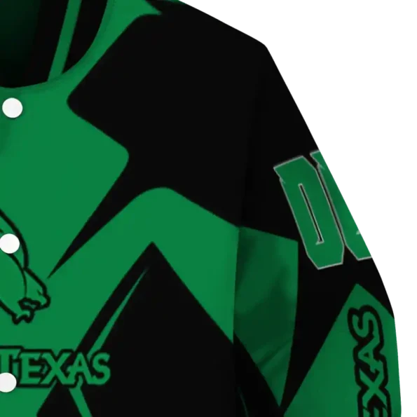 personalized north texas mean green spider mark green black varsity jacket premium grade.webp