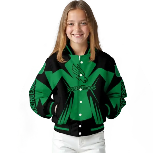 personalized north texas mean green spider mark green black varsity jacket top rated.webp