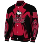 personalized northern illinois huskies spider mark red silver varsity jacket best selling.webp