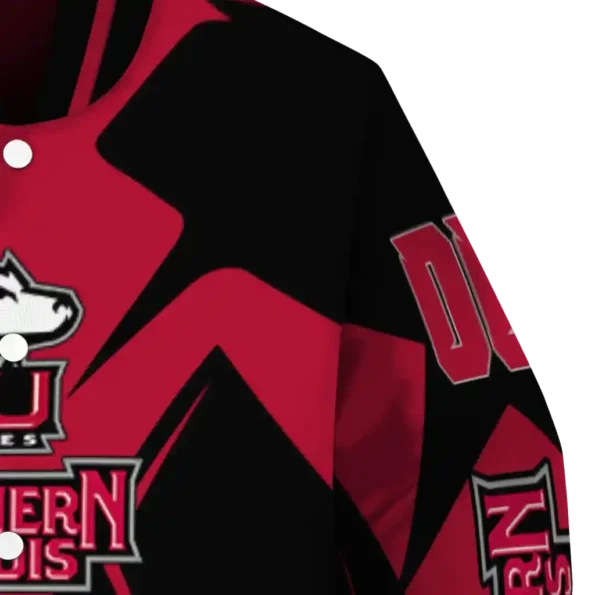 personalized northern illinois huskies spider mark red silver varsity jacket premium grade.webp
