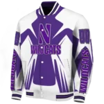 personalized northwestern wildcats spider mark purple white varsity jacket best selling.webp
