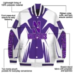 personalized northwestern wildcats spider mark purple white varsity jacket best selling.webp