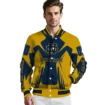 personalized notre dame fighting irish spider mark navy gold varsity jacket best selling.webp