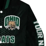 personalized ohio bobcats hexagon mesh green black varsity jacket best selling.webp