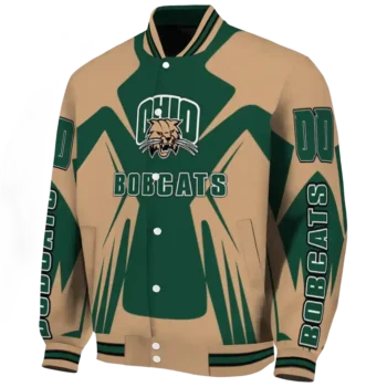 personalized ohio bobcats spider mark green tan varsity jacket best selling.webp