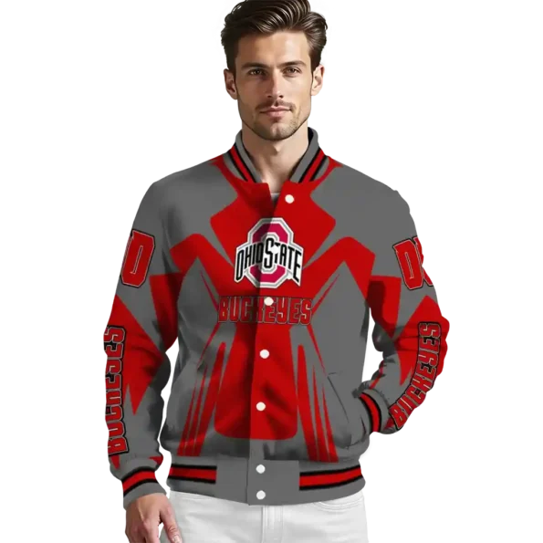 personalized ohio state buckeyes spider mark scarlet gray varsity jacket high quality.webp