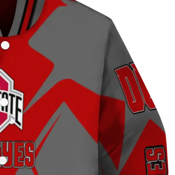 personalized ohio state buckeyes spider mark scarlet gray varsity jacket premium grade.webp