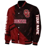 personalized oklahoma sooners hexagon mesh crimson black varsity jacket best selling.webp