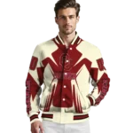 personalized oklahoma sooners spider mark crimson cream varsity jacket best selling.webp