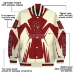 personalized oklahoma sooners spider mark crimson cream varsity jacket best selling.webp
