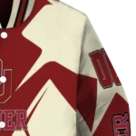personalized oklahoma sooners spider mark crimson cream varsity jacket best selling.webp