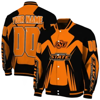 personalized oklahoma state cowboys spider mark orange black varsity jacket fashion forward.webp