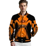 personalized oklahoma state cowboys spider mark orange black varsity jacket best selling.webp