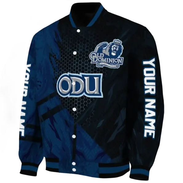 personalized old dominion monarchs hexagon mesh blue black varsity jacket best selling.webp