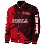 personalized ole miss rebels hexagon mesh red black varsity jacket best selling.webp