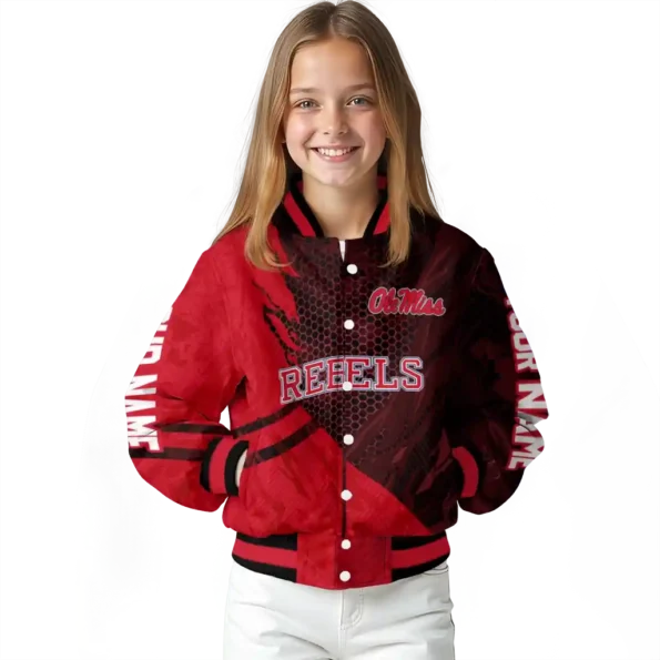 personalized ole miss rebels hexagon mesh red black varsity jacket top rated.webp