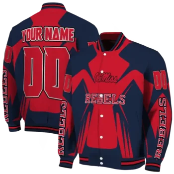 personalized ole miss rebels spider mark red blue varsity jacket fashion forward.webp