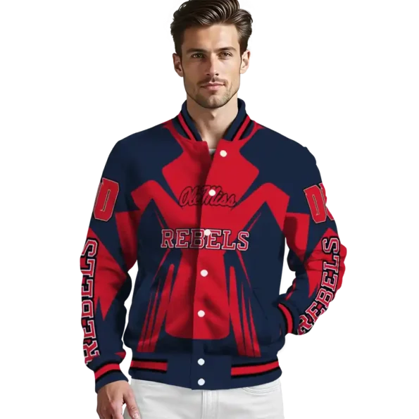 personalized ole miss rebels spider mark red blue varsity jacket high quality.webp