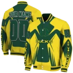personalized oregon ducks spider mark green yellow varsity jacket best selling.webp