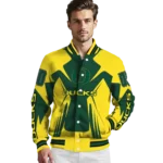 personalized oregon ducks spider mark green yellow varsity jacket best selling.webp