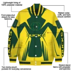 personalized oregon ducks spider mark green yellow varsity jacket best selling.webp