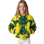 personalized oregon ducks spider mark green yellow varsity jacket best selling.webp