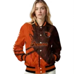 personalized oregon state beavers hexagon mesh orange black varsity jacket best selling.webp