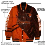 personalized oregon state beavers hexagon mesh orange black varsity jacket best selling.webp
