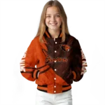 personalized oregon state beavers hexagon mesh orange black varsity jacket best selling.webp