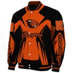 personalized oregon state beavers spider mark orange black varsity jacket best selling.webp