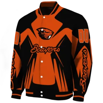 personalized oregon state beavers spider mark orange black varsity jacket best selling.webp