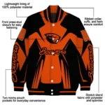 personalized oregon state beavers spider mark orange black varsity jacket best selling.webp