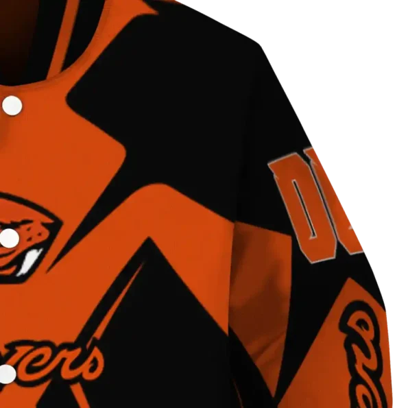 personalized oregon state beavers spider mark orange black varsity jacket premium grade.webp