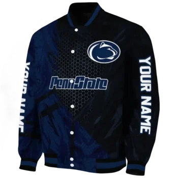 personalized penn state nittany lions hexagon mesh blue black varsity jacket best selling.webp