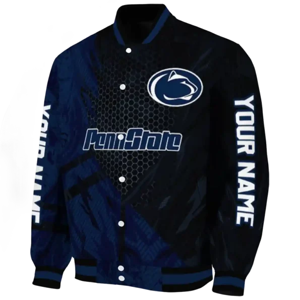 personalized penn state nittany lions hexagon mesh blue black varsity jacket best selling.webp
