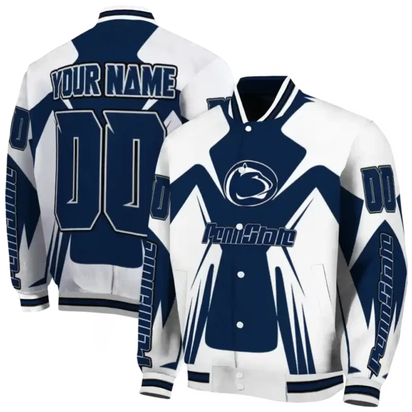 personalized penn state nittany lions spider mark blue white varsity jacket fashion forward.webp