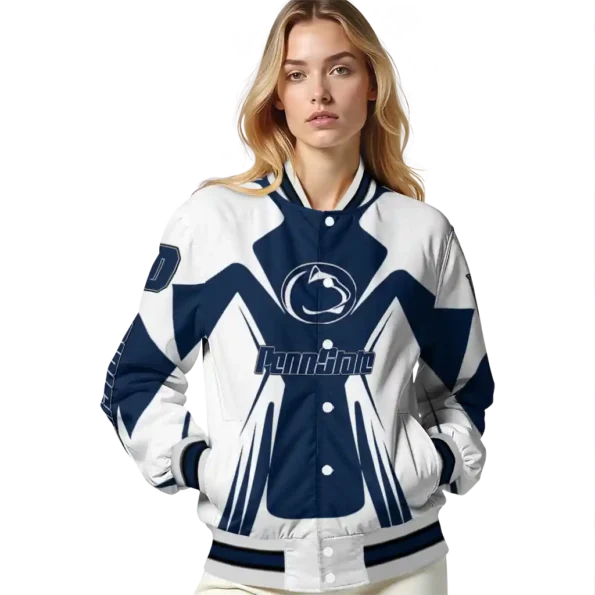 personalized penn state nittany lions spider mark blue white varsity jacket latest model.webp