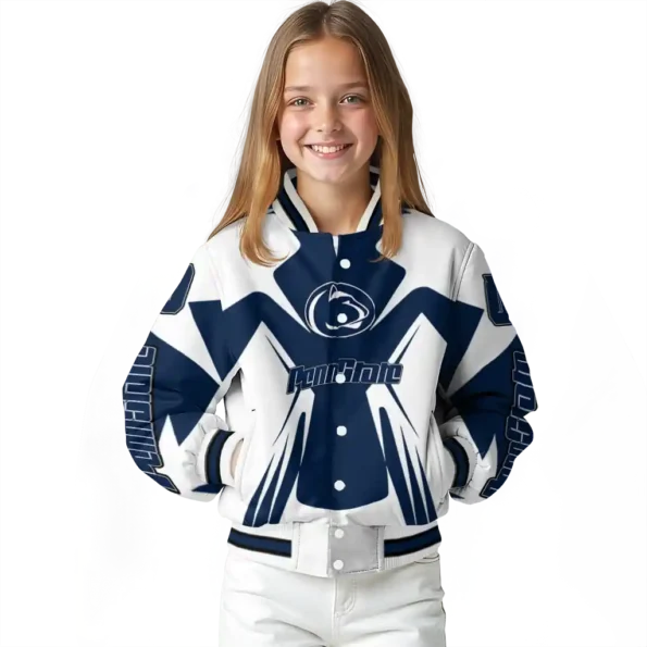 personalized penn state nittany lions spider mark blue white varsity jacket top rated.webp
