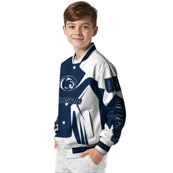 personalized penn state nittany lions spider mark blue white varsity jacket trendy.webp