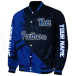 personalized pittsburgh panthers hexagon mesh royal blue black varsity jacket best selling.webp