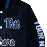 personalized pittsburgh panthers hexagon mesh royal blue black varsity jacket best selling.webp