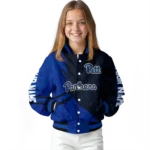personalized pittsburgh panthers hexagon mesh royal blue black varsity jacket best selling.webp