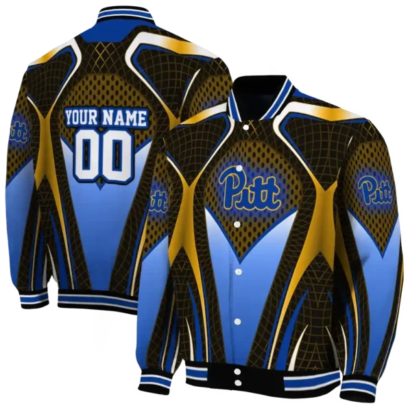 personalized pittsburgh panthers mesh chest gold black varsity jacket fashion forward.webp