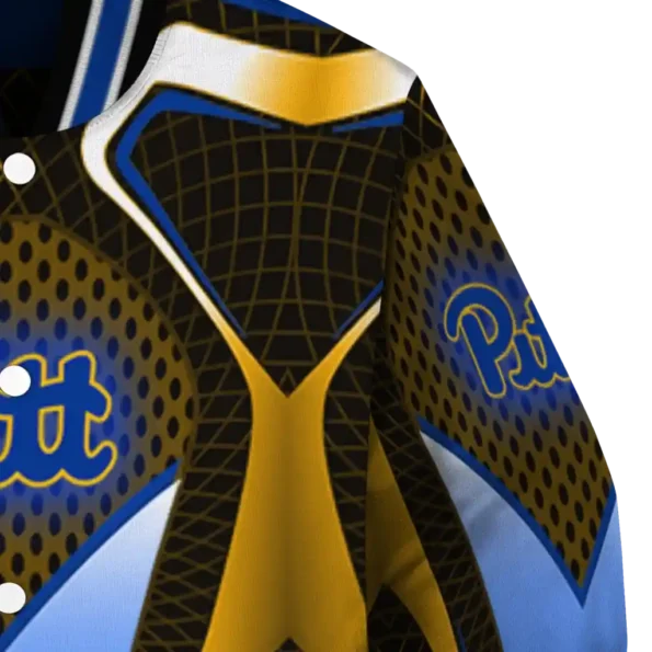 personalized pittsburgh panthers mesh chest gold black varsity jacket premium grade.webp