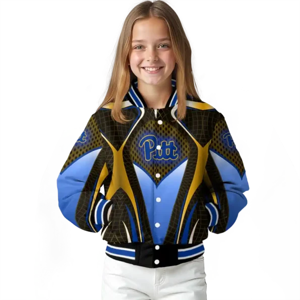 personalized pittsburgh panthers mesh chest gold black varsity jacket top rated.webp