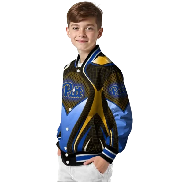 personalized pittsburgh panthers mesh chest gold black varsity jacket trendy.webp