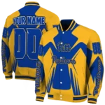 personalized pittsburgh panthers spider mark royal blue gold varsity jacket best selling.webp