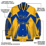 personalized pittsburgh panthers spider mark royal blue gold varsity jacket best selling.webp