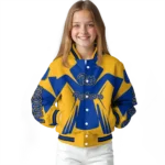 personalized pittsburgh panthers spider mark royal blue gold varsity jacket best selling.webp